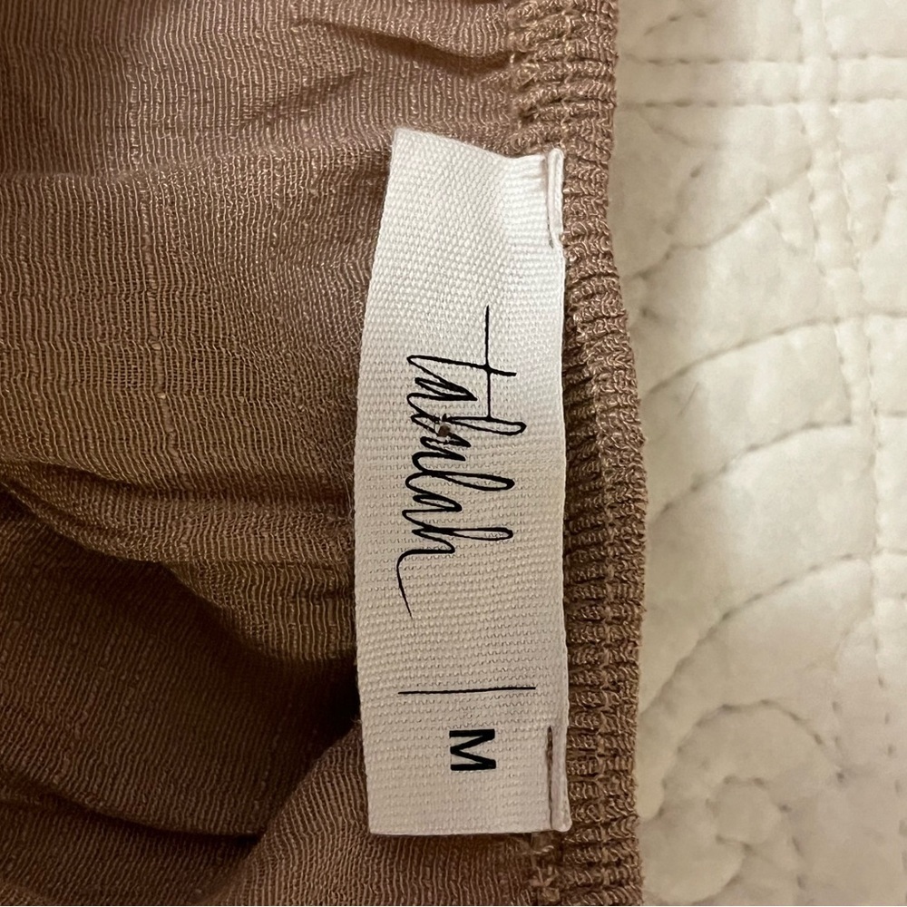 TALULAH Off-Shoulder  layered Cropped Flowy Blouse in Soft Taupe, size M - Picture 5 of 9